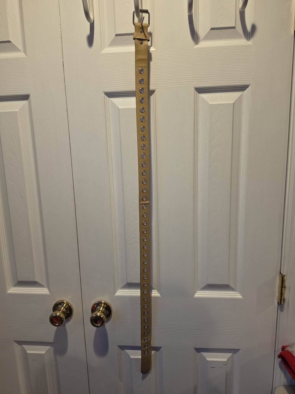 Vintage Tan Leather Belt with Silver Grommets Holes